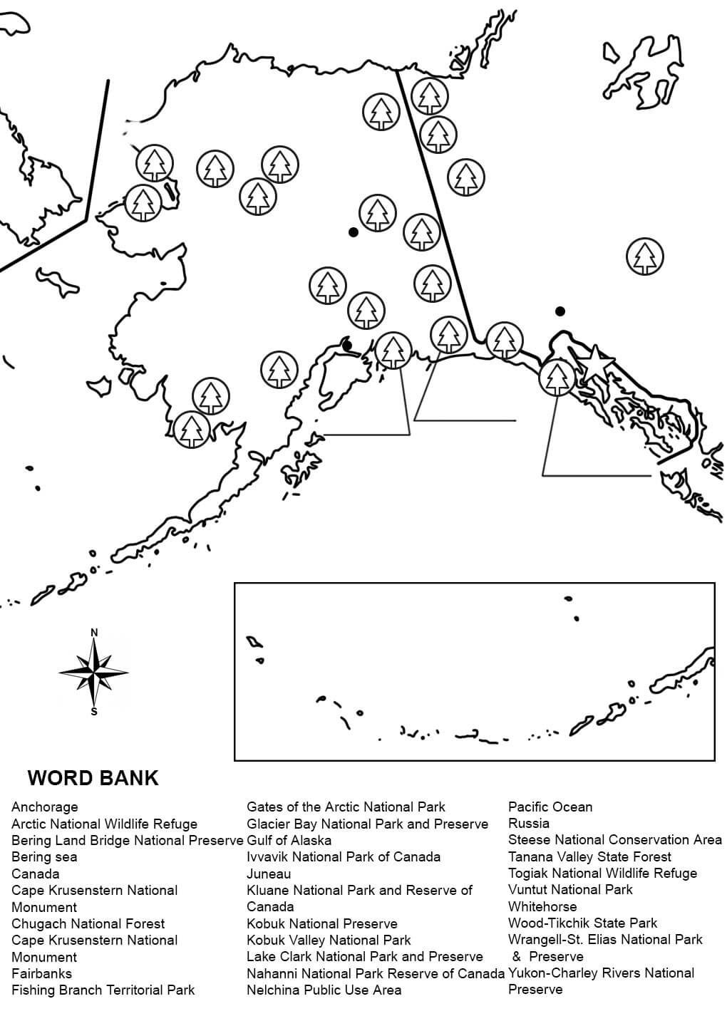 Alaska Map Worksheet Coloring Page Free Printable