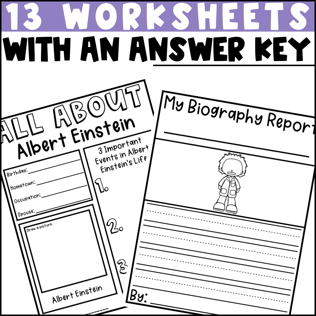 Albert Einstein Biography Activities Flip Book Report For Kindergarten 1st Classful