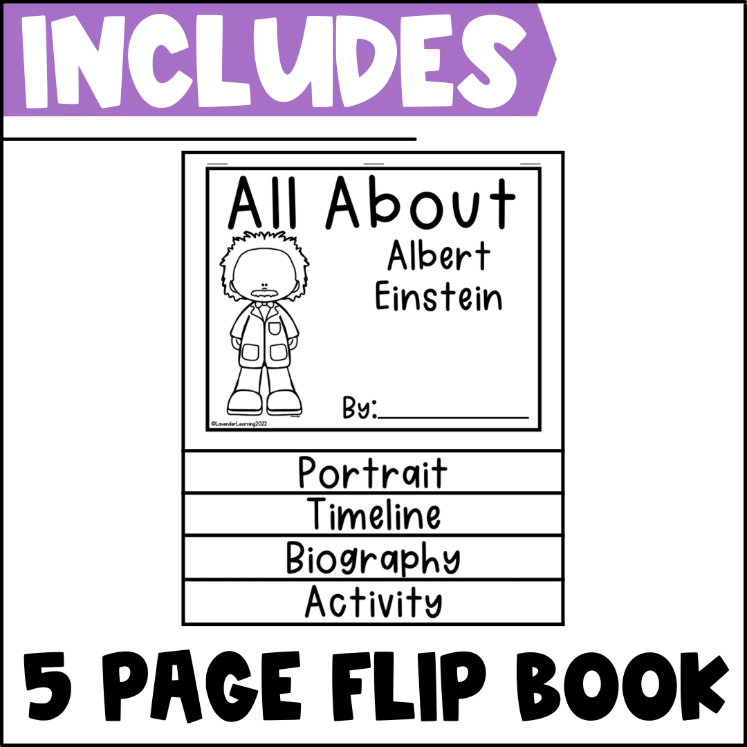 Albert Einstein Biography Activities Flip Book Report For Kindergarten 1st Classful