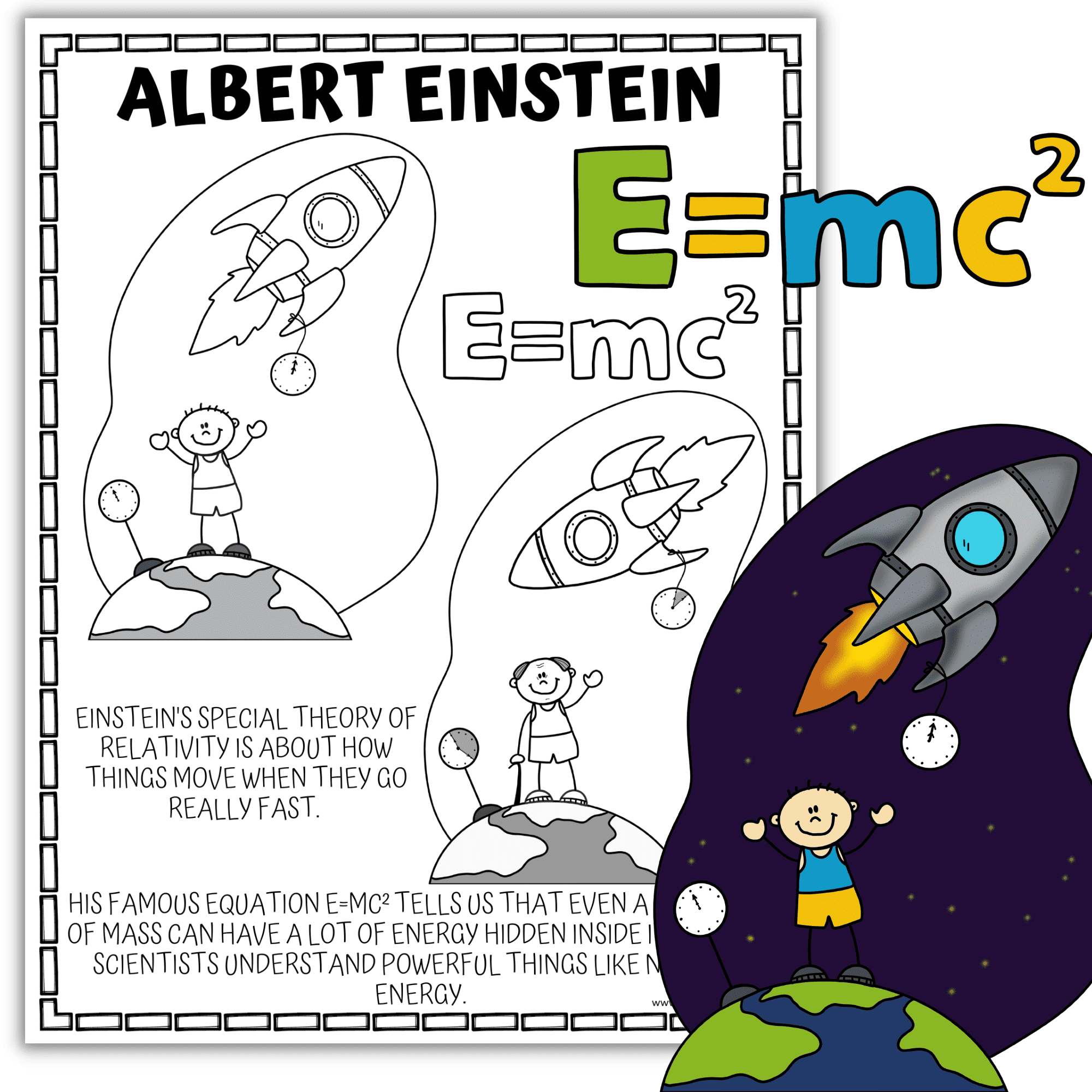 Albert Einstein Worksheets Printable Biography Coloring