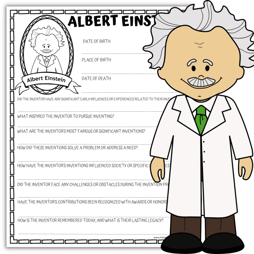 Albert Einstein Worksheets Printable Biography Coloring