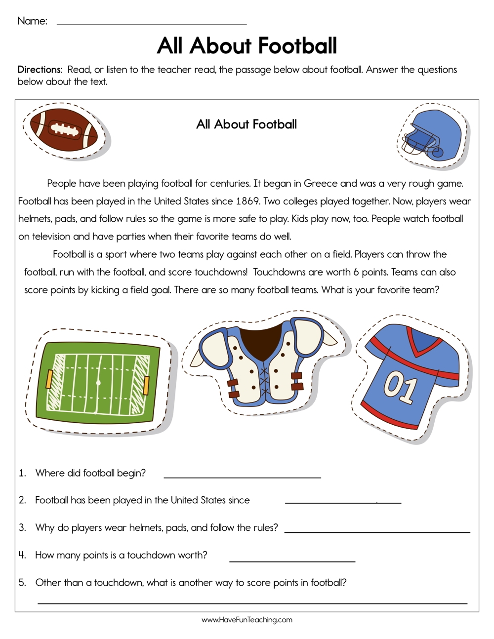 All About Football Worksheet Have Fun Teaching All About Football Worksheet Have Fun Teaching