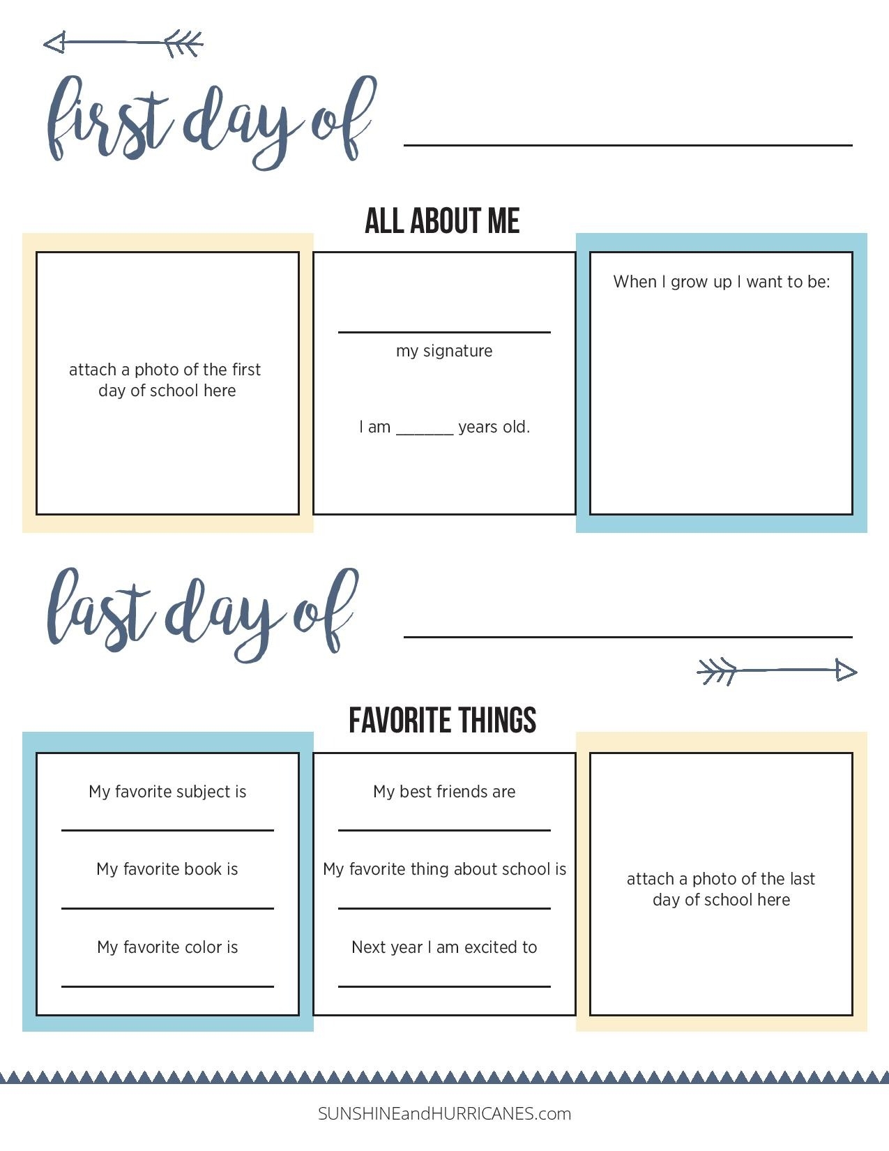 All About Me First Day Of School Printable Questionnaire