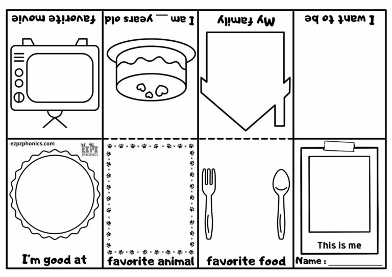All About Me Mini Book For Kindergarten And Preschool Coloring Activity Download The Free Printable PDF File Ezpzlearn