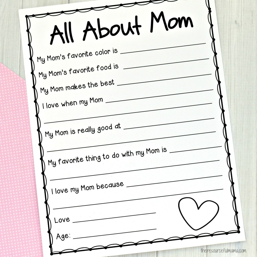 All About Me Mother s Day Survey Free Printable For Kids The All About Me Mother s Day Survey Free Printable For Kids The