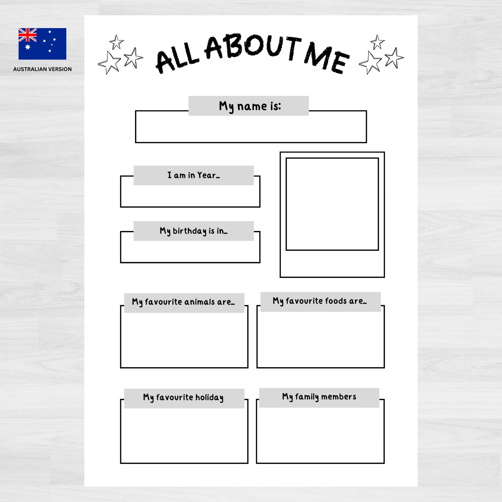 All About Me Worksheet Kid s Printable Activity digital Download Etsy