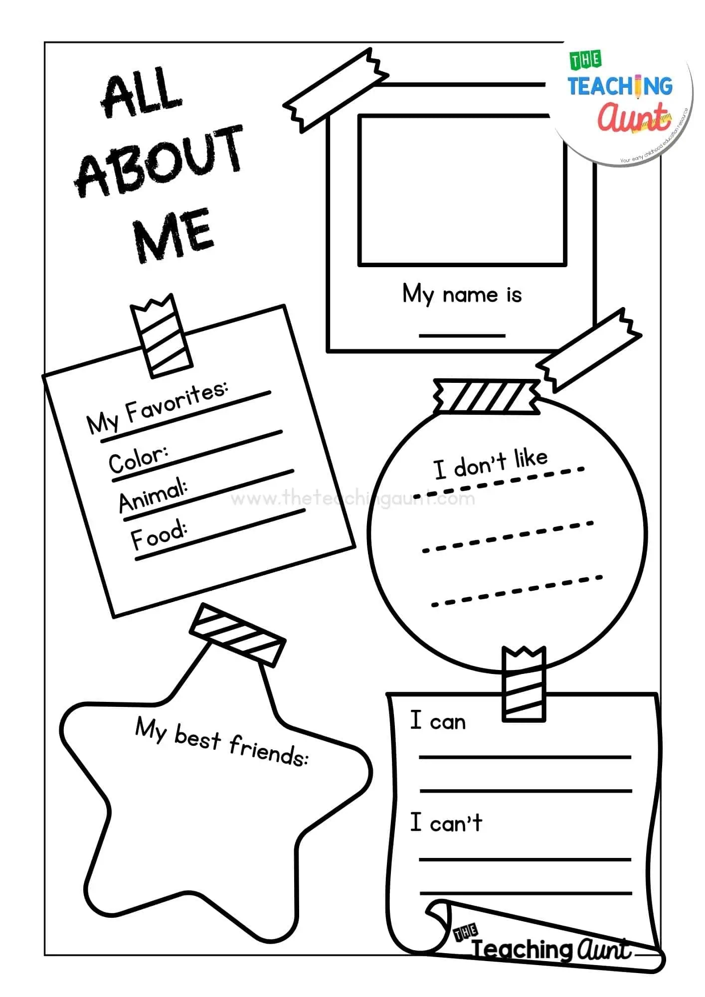 All About Me Preschool Printable Worksheets