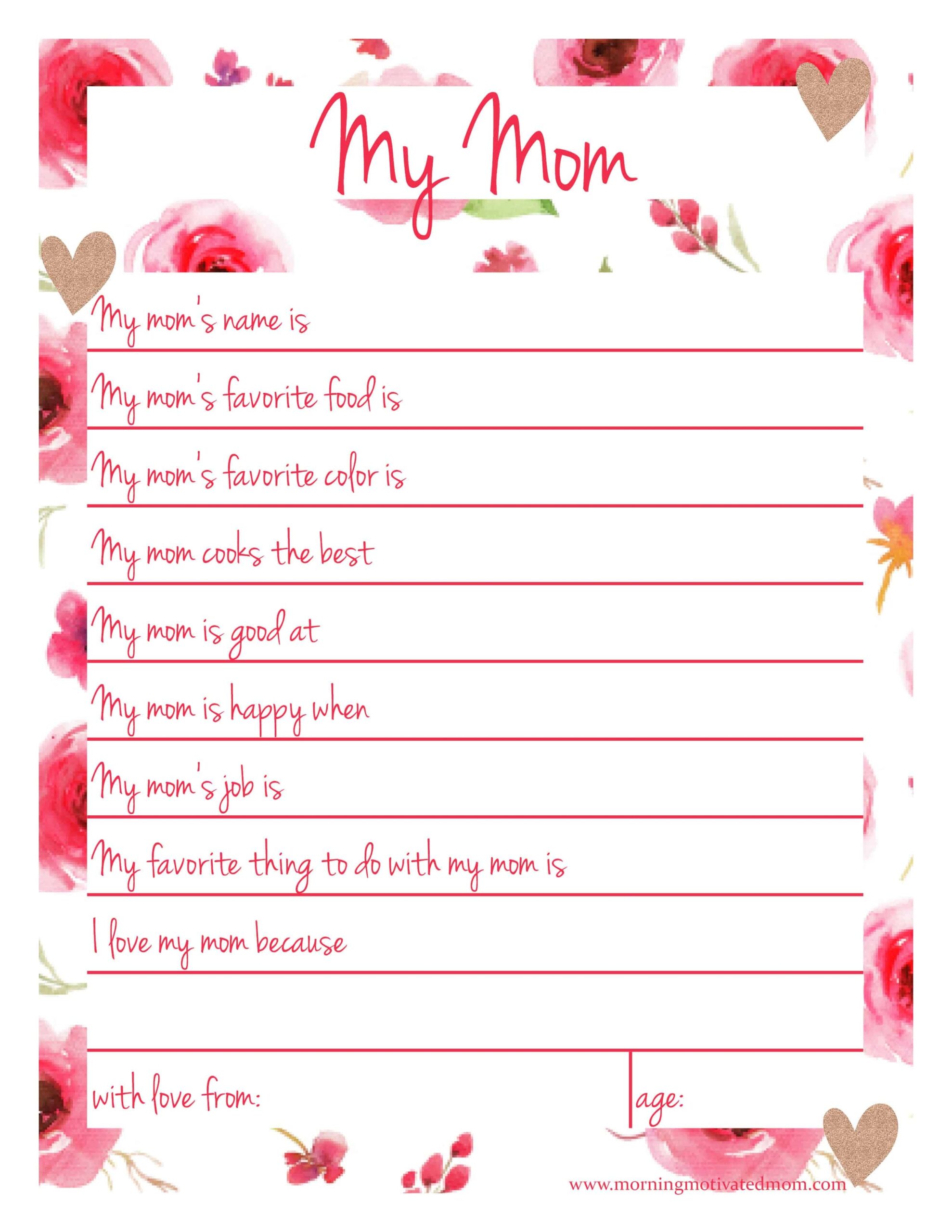 All About Mom Worksheet Printable Free All About Mom Worksheet Printable Free