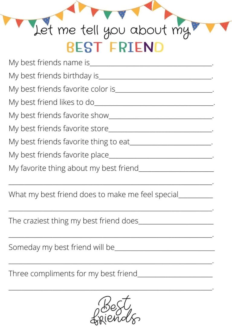 All About My Best Friend Printable BFF Birthday Best Friend Printable Best Friend Birthday BFF Etsy