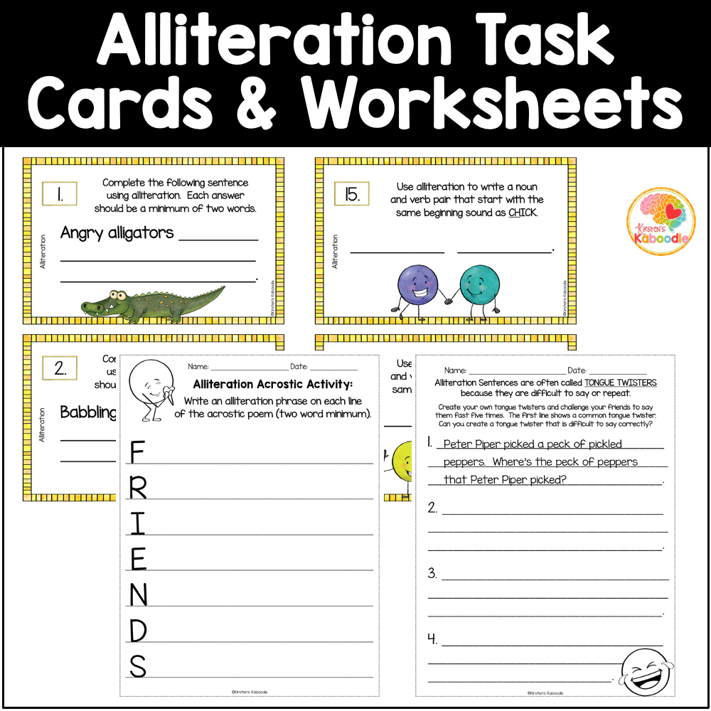 Free Printable Fourth Grade Alliteration Worksheets Free Printable Fourth Grade Alliteration Worksheets