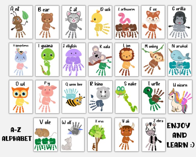 Alphabet Handprint Art Printable Craft My Handprint Footprint Book Preschool Classroom Handprint ABC Activity Alphabet Hand Footprint Etsy