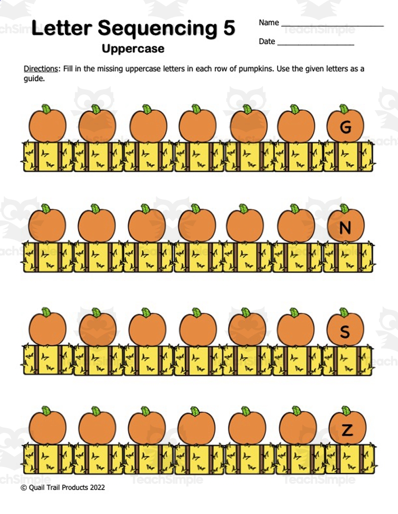 Alphabet Sequencing Worksheets Pumpkin Theme Alphabet Sequencing Worksheets Pumpkin Theme