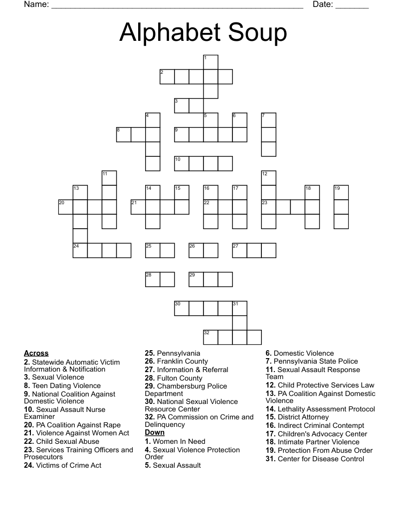 Alphabet Soup Crossword WordMint Alphabet Soup Crossword WordMint