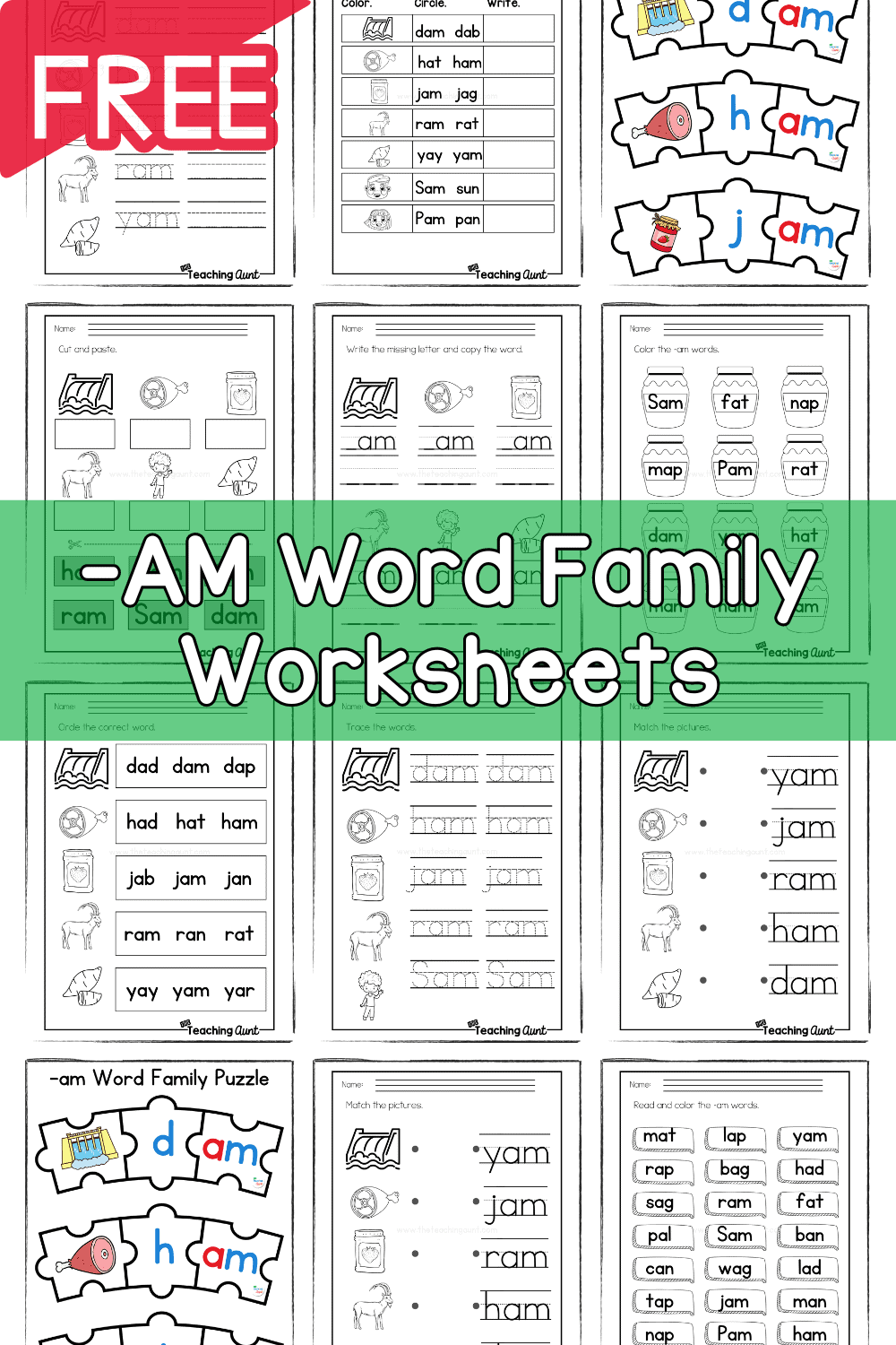 AM Word Family Worksheets The Teaching Aunt AM Word Family Worksheets The Teaching Aunt