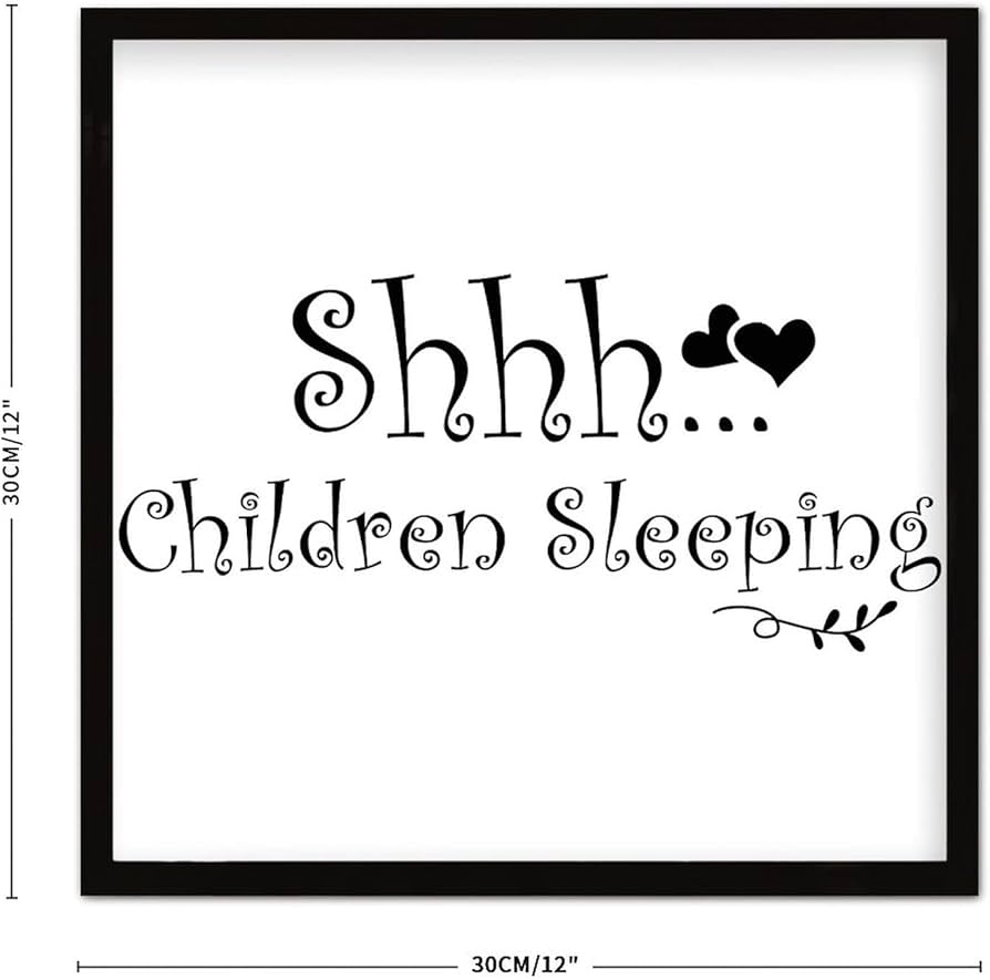Amazon COCOKEN Shhh Children Sleeping Sign Wood Framed Inspirational Quotes Wooden Plaque With Frame 12