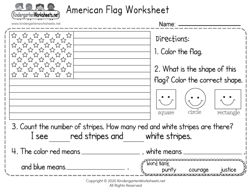 American Flag Worksheet Free Printable Digital PDF