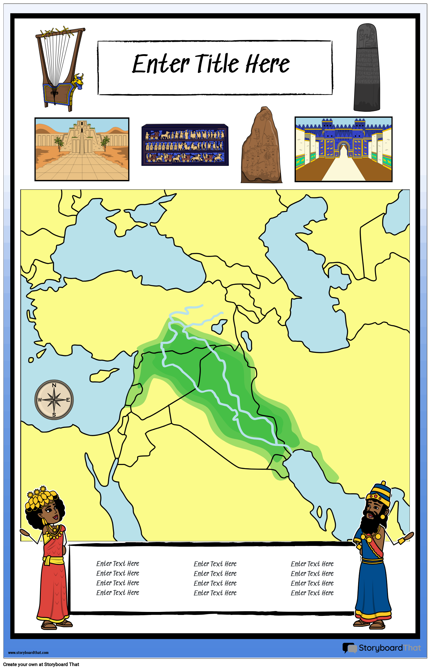 Ancient Mesopotamia Map Poster Template With Artifacts Ancient Mesopotamia Map Poster Template With Artifacts