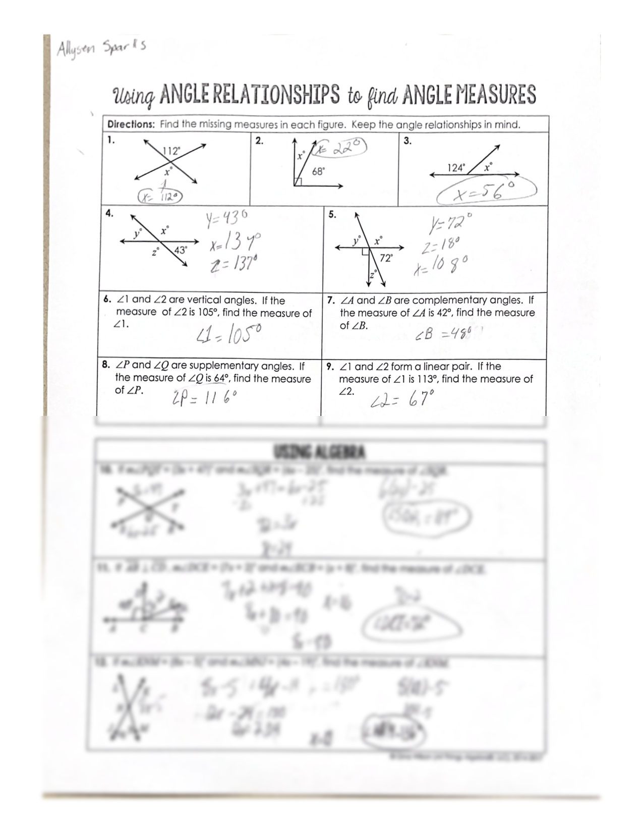 Angle relationships maze Systry Worksheets Library