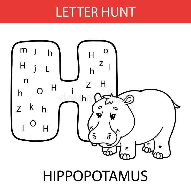 Animal Letter Hunt Hippo Stock Vector Illustration Of Learning 