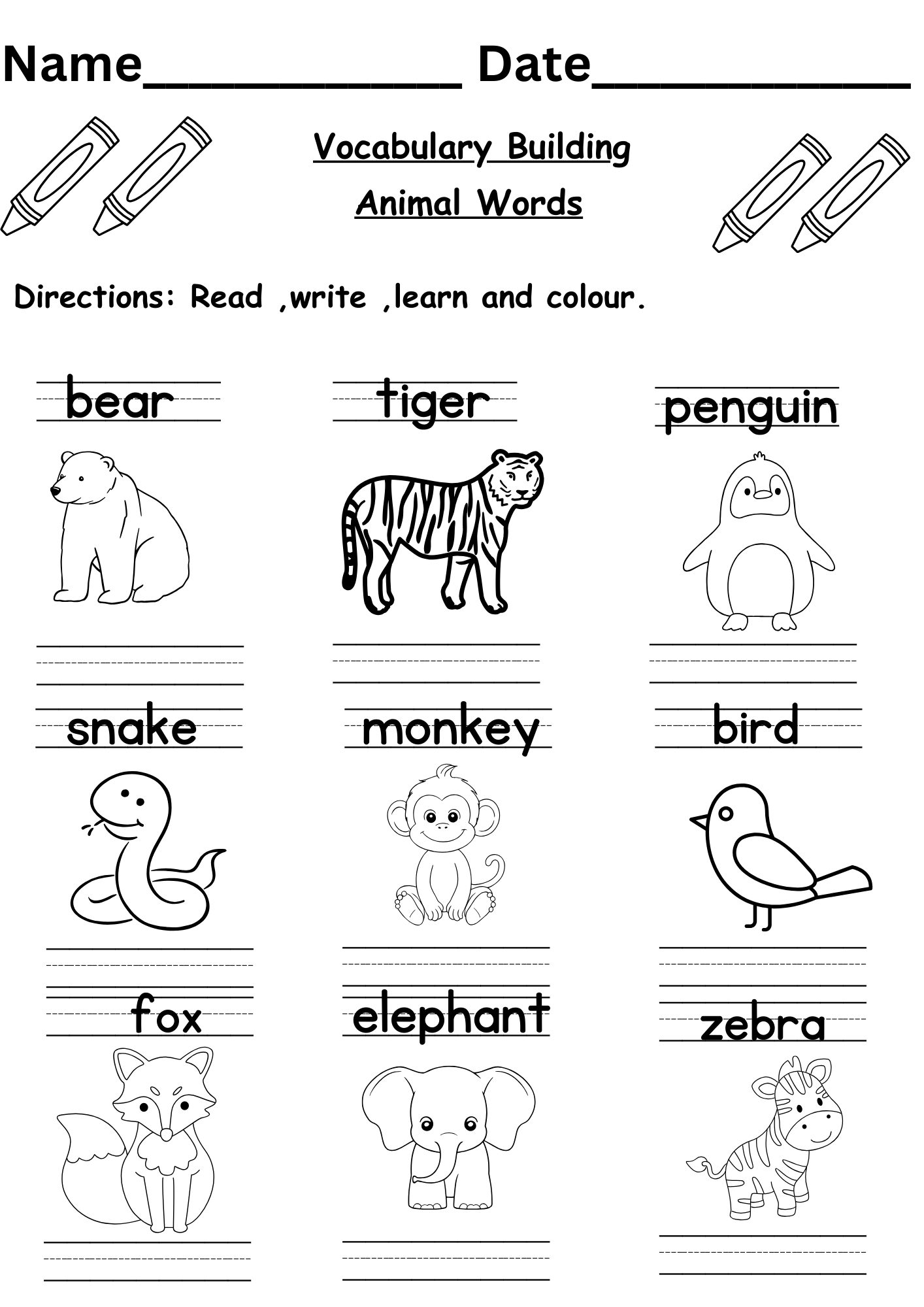 Animal Words Worksheet For Kindergarten Free Animal Words Worksheet For Kindergarten Free