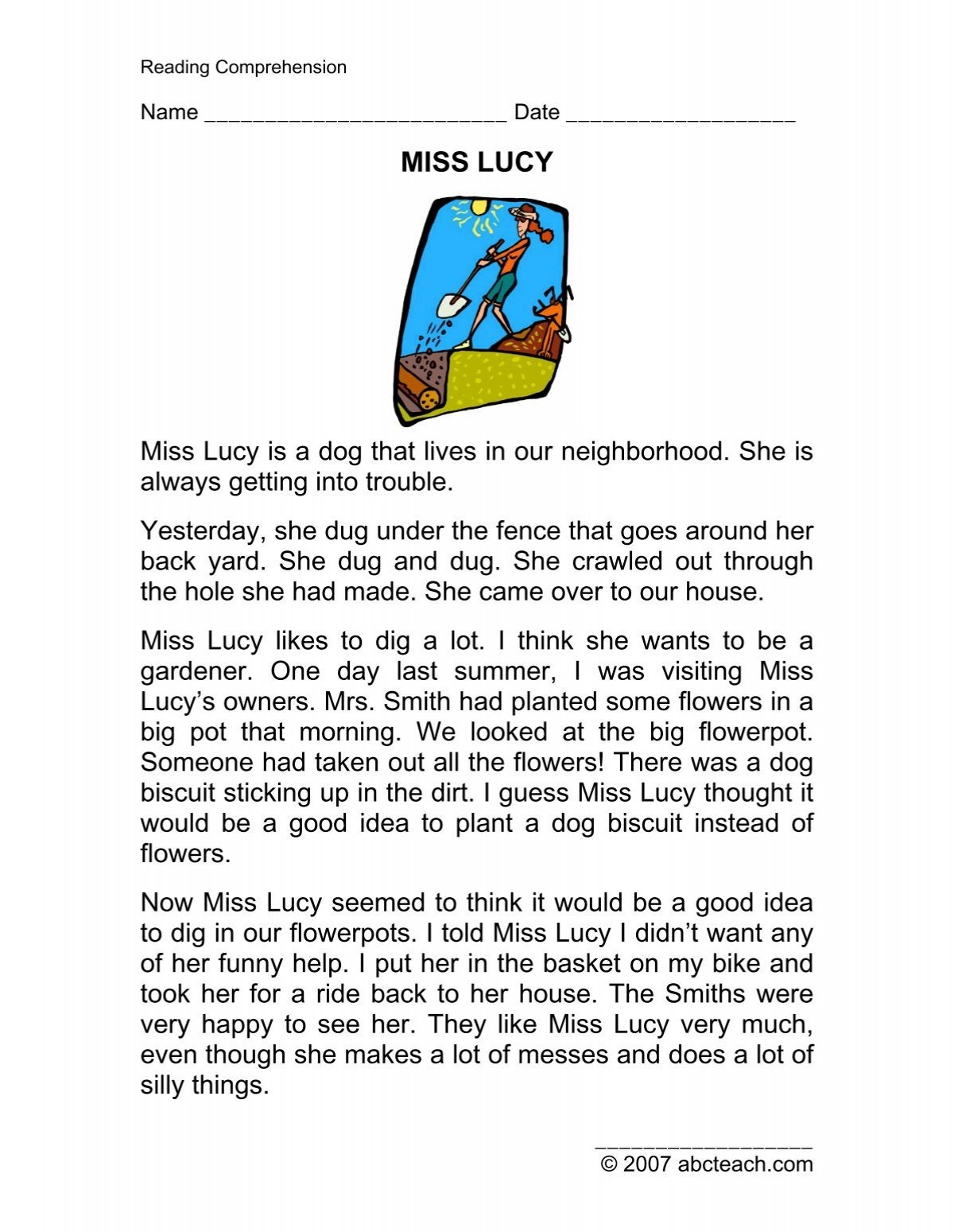 ANSWER THE QUESTIONS ABOUT MISS LUCY ABCTeach ANSWER THE QUESTIONS ABOUT MISS LUCY ABCTeach