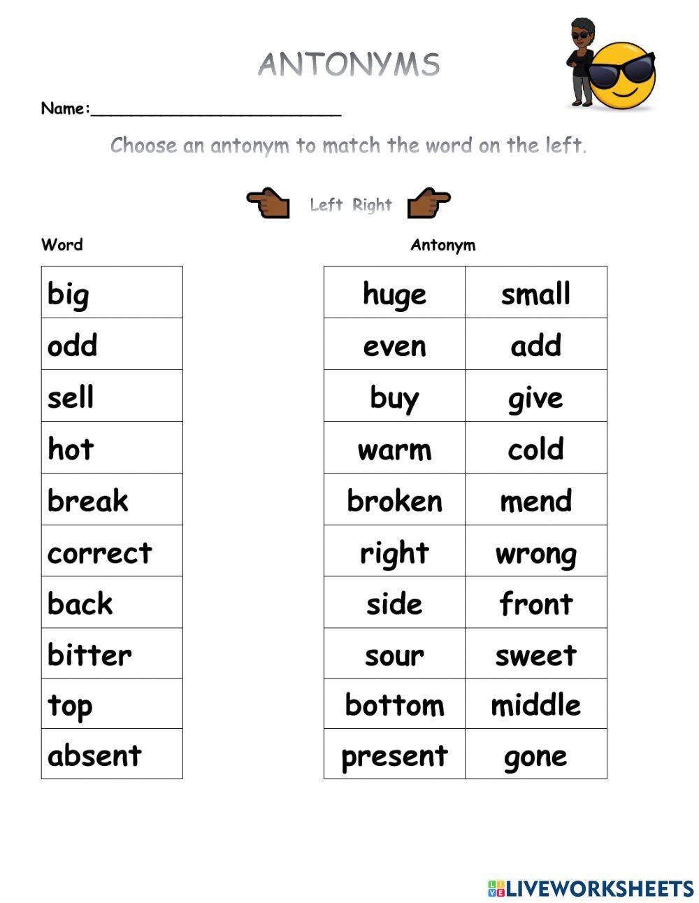 Antonyms Interactive Exercise For Grade 2 Standard One Live Worksheets Library Antonyms Interactive Exercise For Grade 2 Standard One Live Worksheets Library