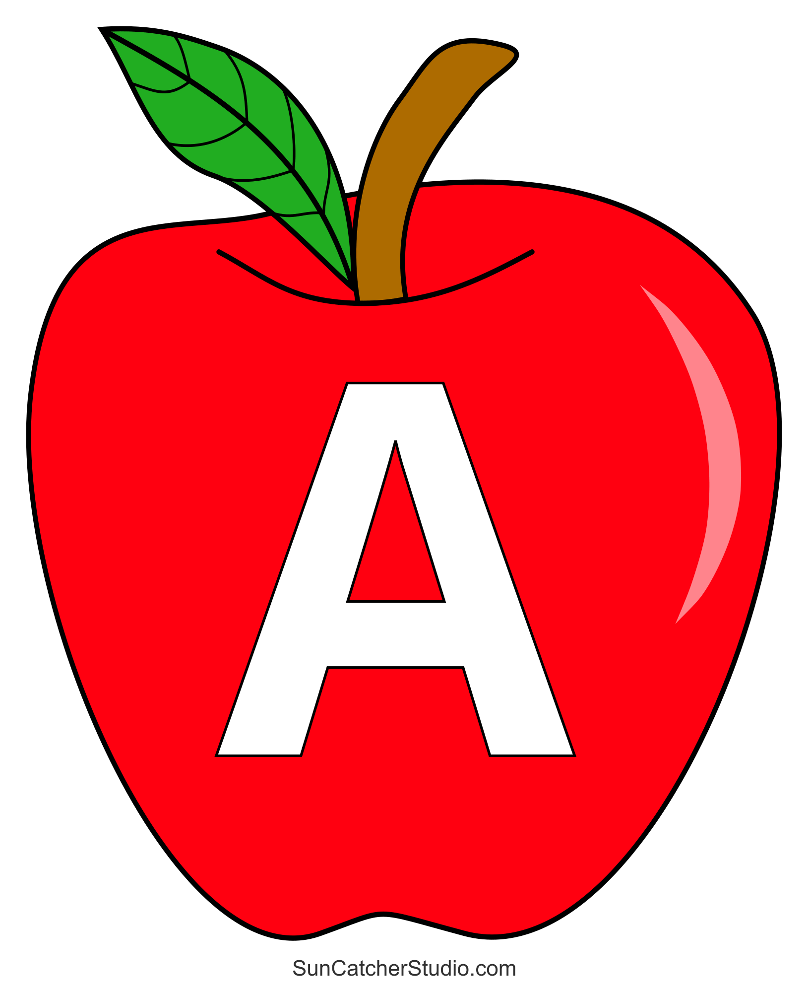 Apple Alphabet Clipart Font Printable Letters Patterns Stencils 