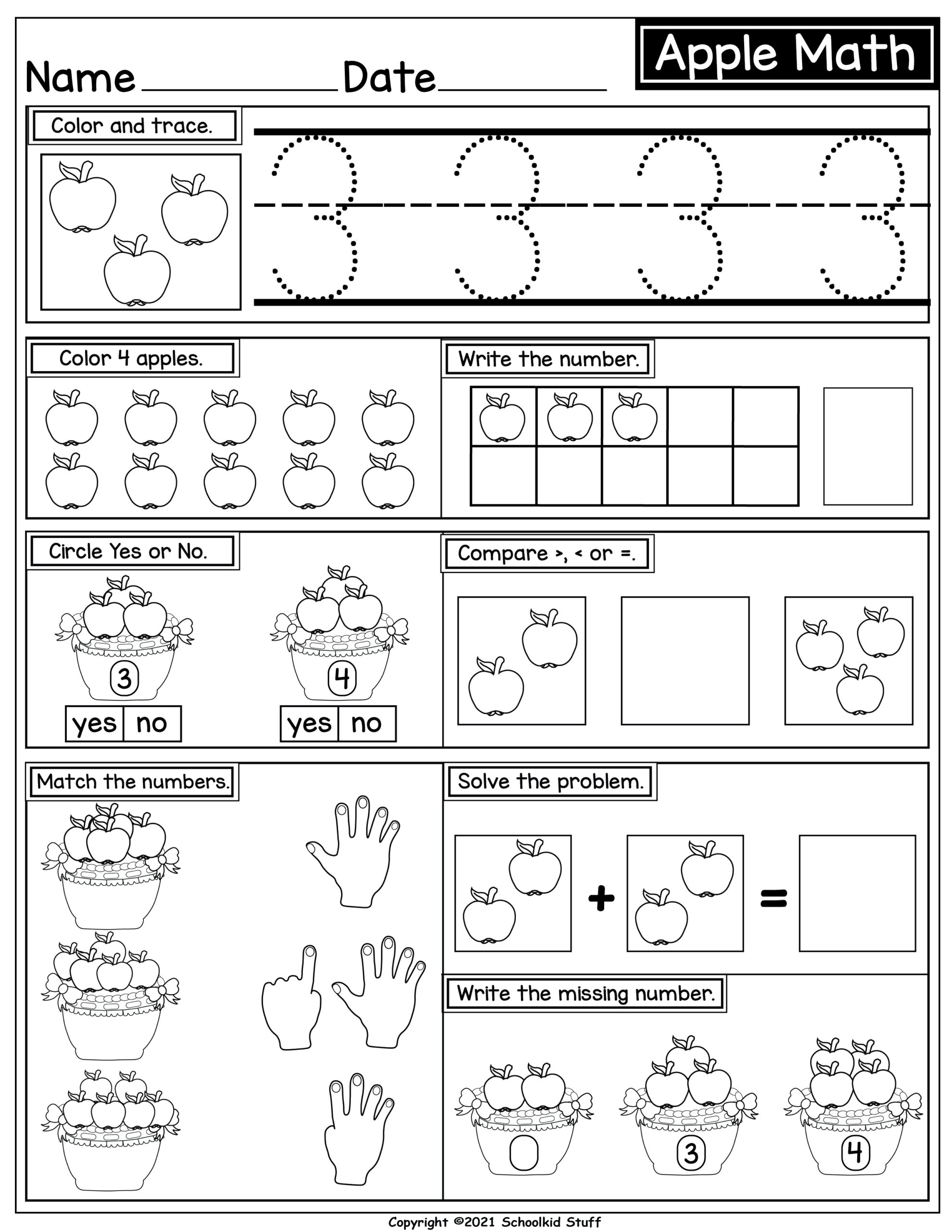 Printable Apple Math Worksheets Printable Apple Math Worksheets
