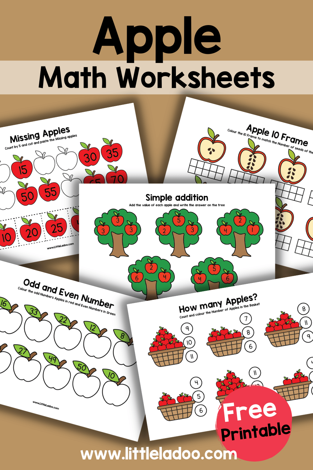 Apple Math Worksheets Kindergarten