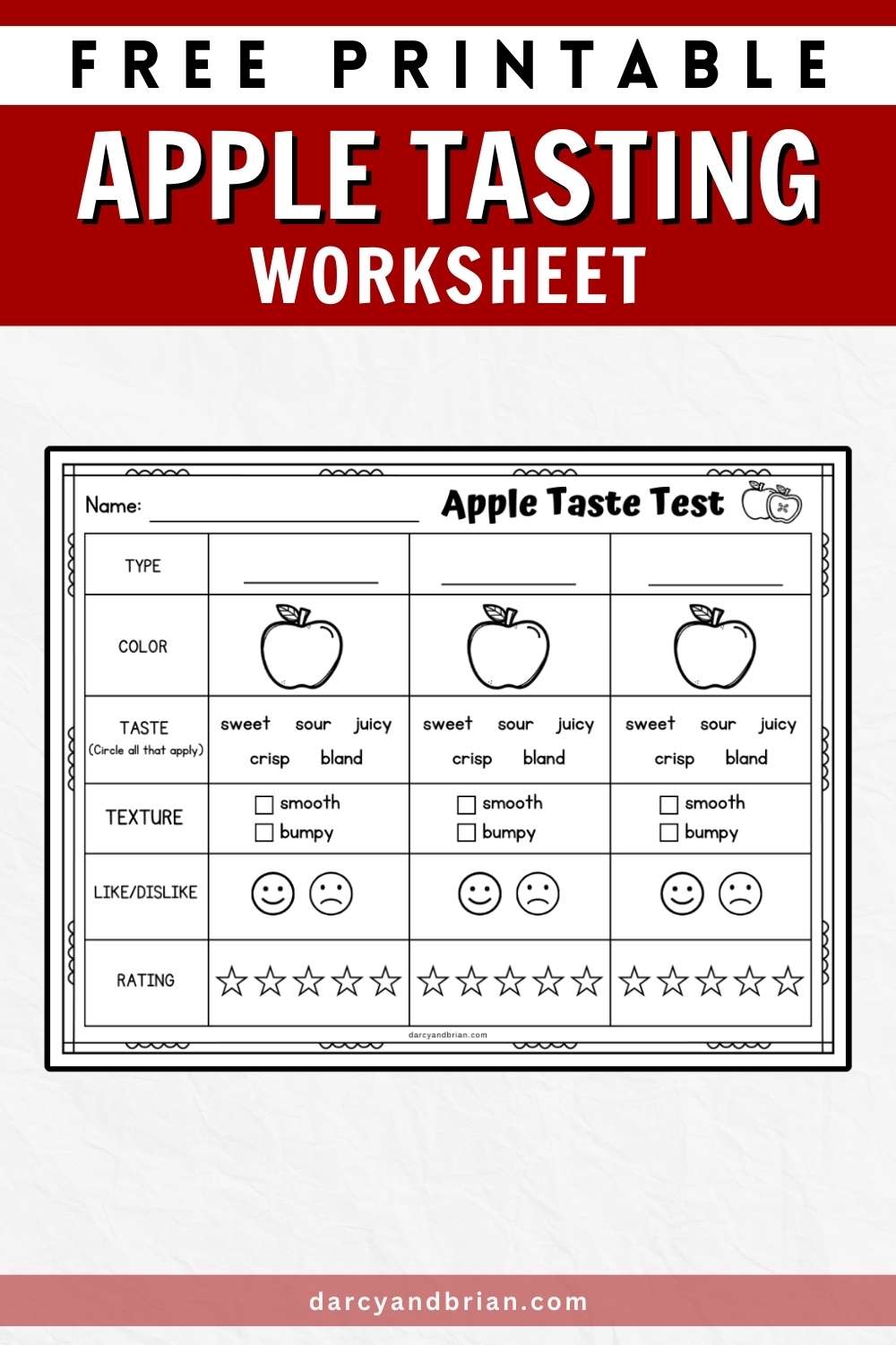 Apple Tasting Worksheet For Kids Apple Tasting Worksheet For Kids