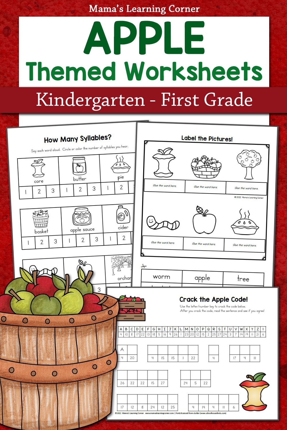 Apple Worksheets For Kindergarten First Grade Mamas Learning Corner Apple Worksheets For Kindergarten First Grade Mamas Learning Corner