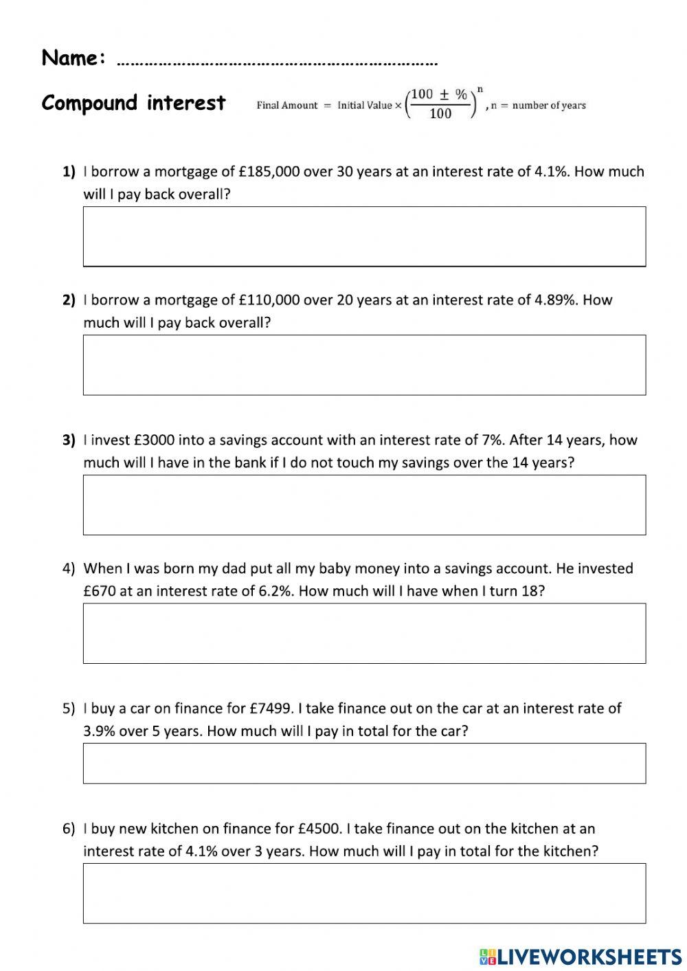 Appreciation Depreciation Worksheet Worksheets Library