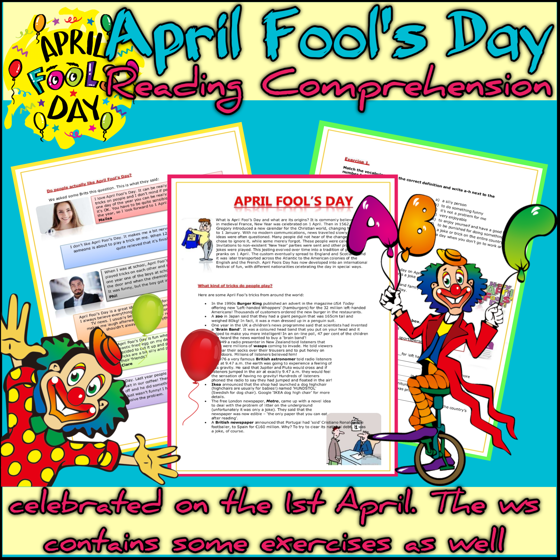April Fool s Day Reading Comprehension English Spelling Skills Activities Printables Worksheets Teaching Resources