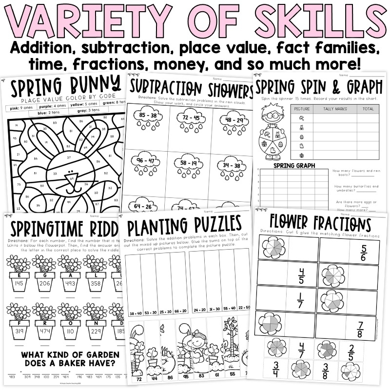 Printable Spring Math Worksheets Printable Spring Math Worksheets
