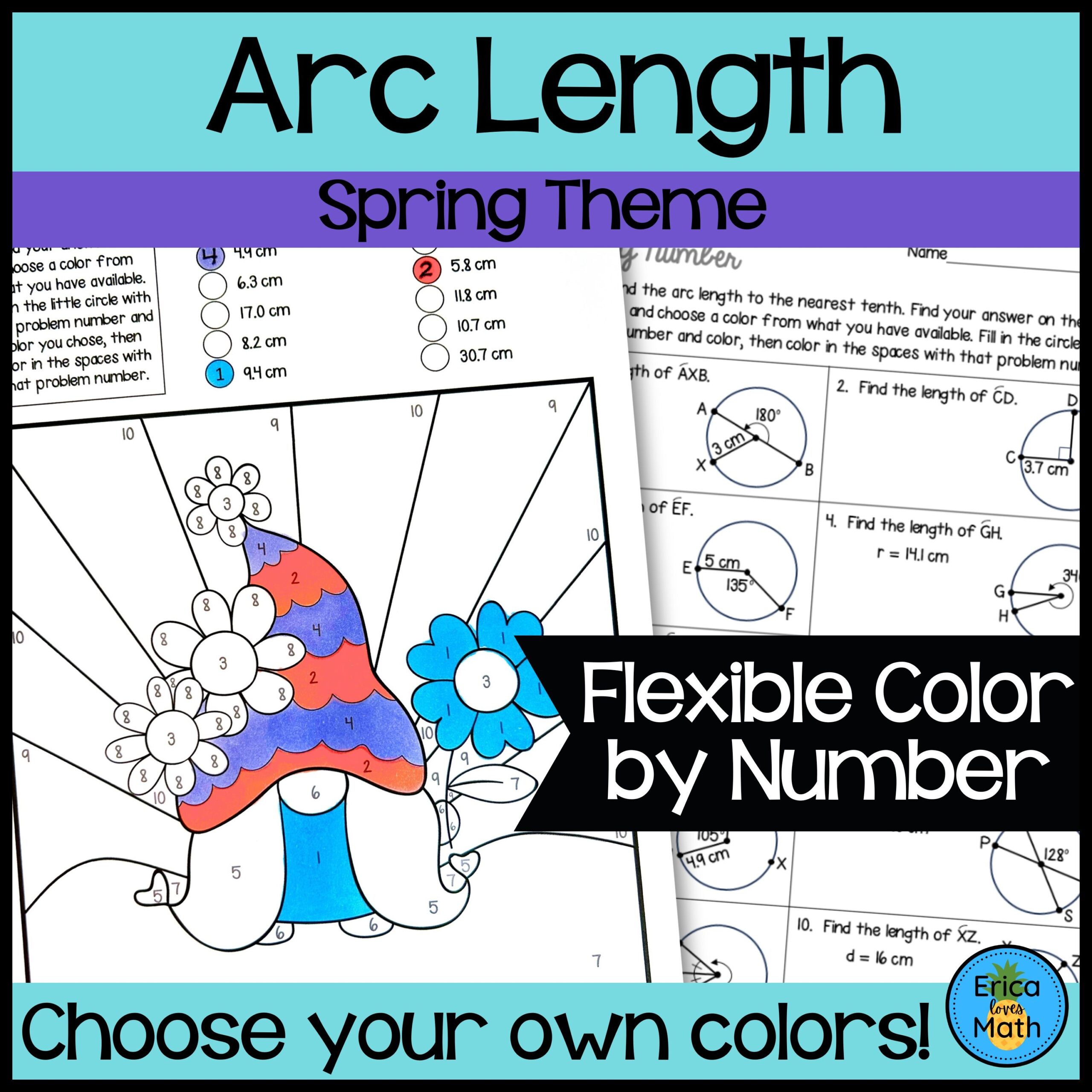 Arc Length In Circles Color By Number Activity For Spring Classful Arc Length In Circles Color By Number Activity For Spring Classful