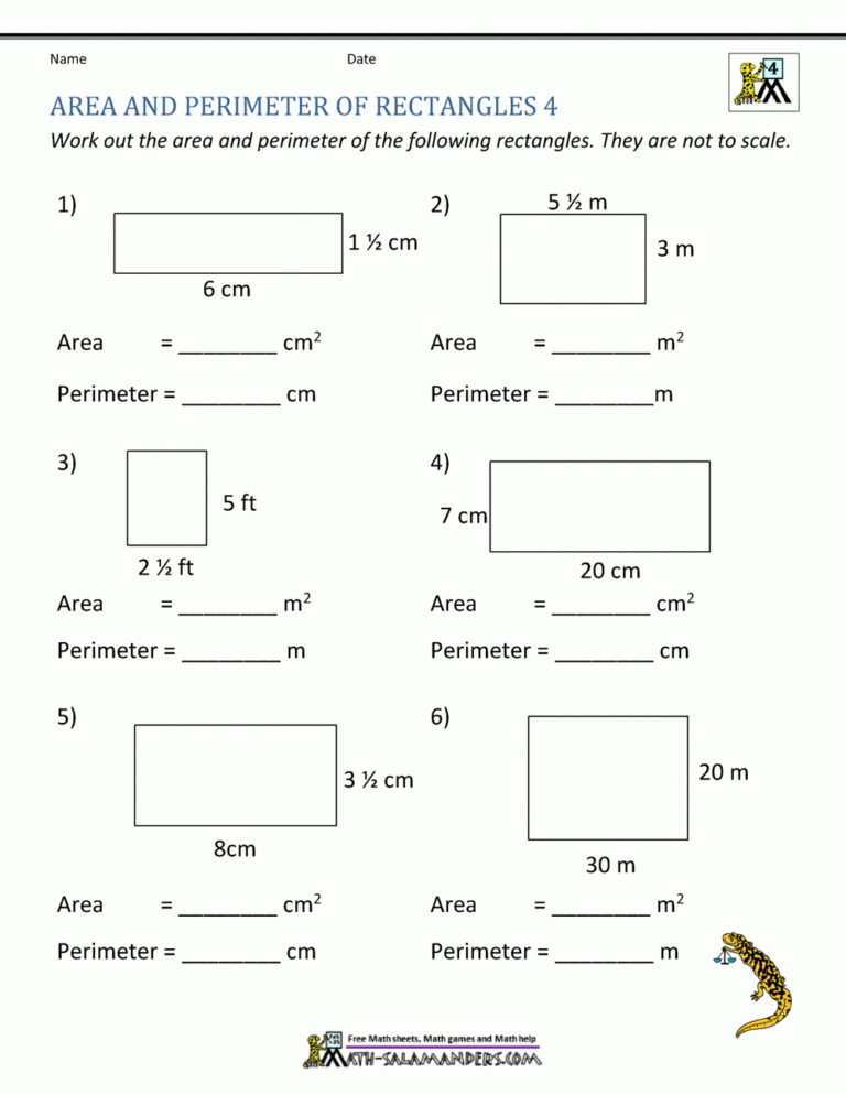 Area And Perimeter Of Rectangle