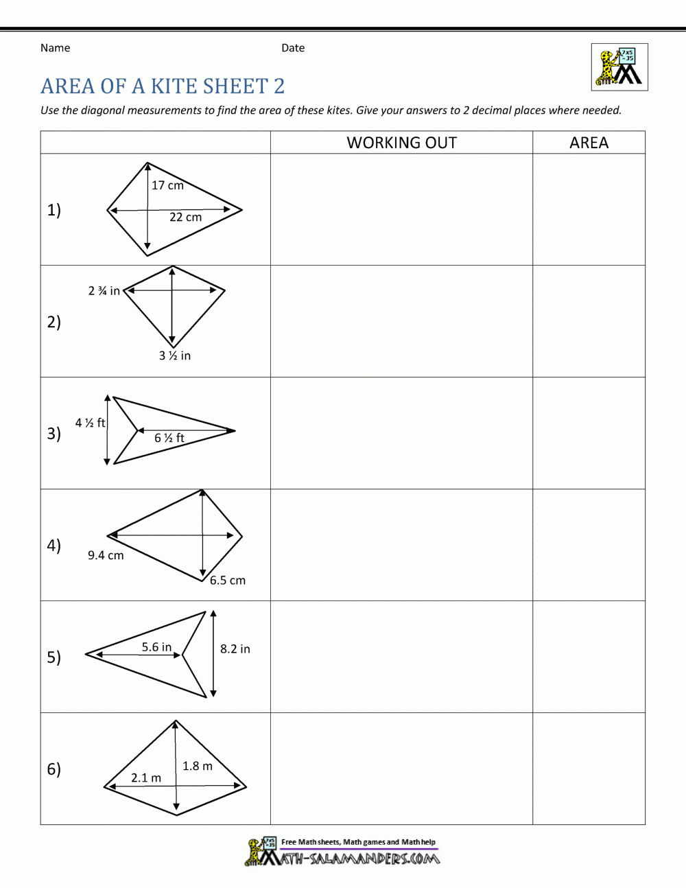 Area Of A Kite Calculator Worksheets Library Area Of A Kite Calculator Worksheets Library
