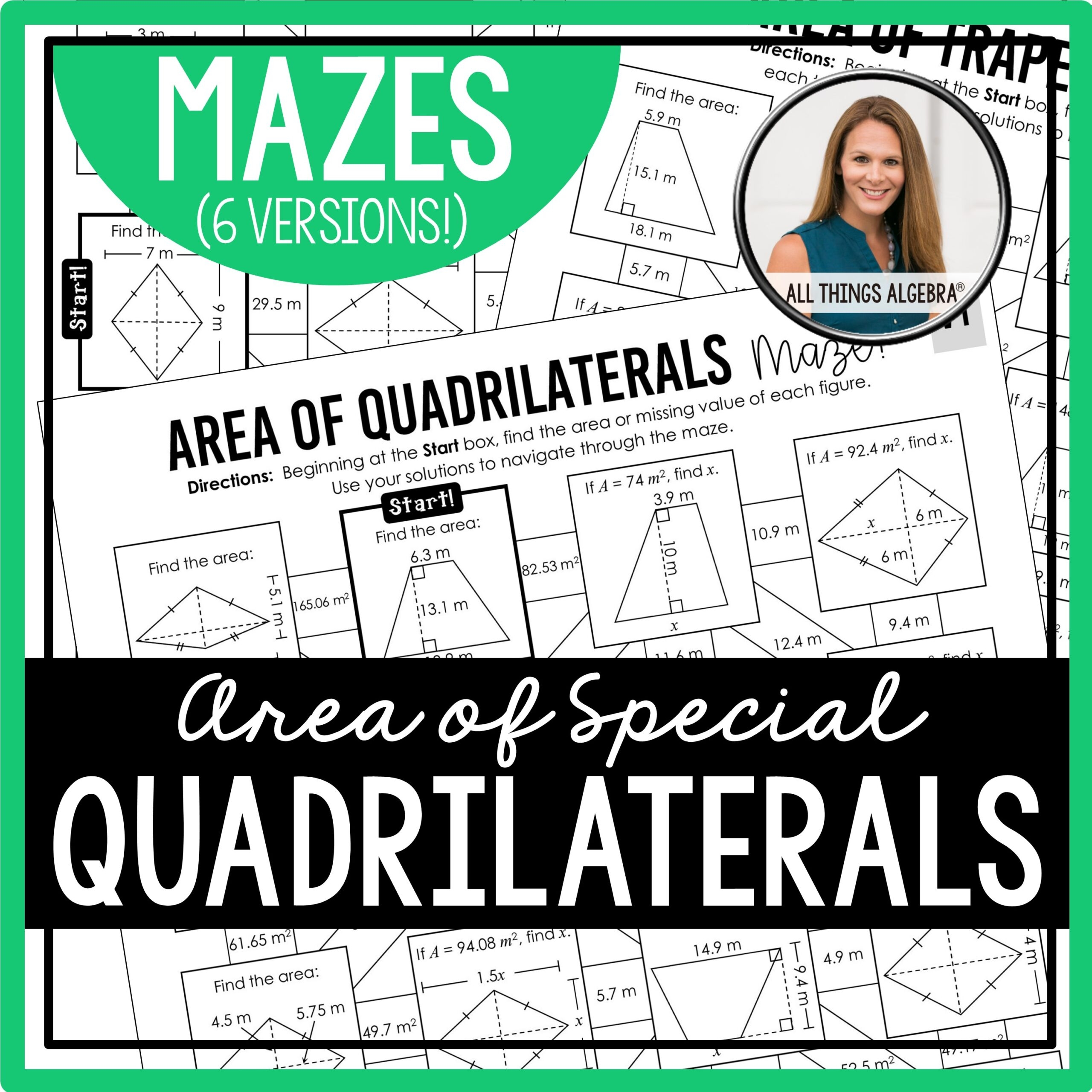 Area Of Special Quadrilaterals Trapezoids Rhombi Kites Mazes Area Of Special Quadrilaterals Trapezoids Rhombi Kites Mazes