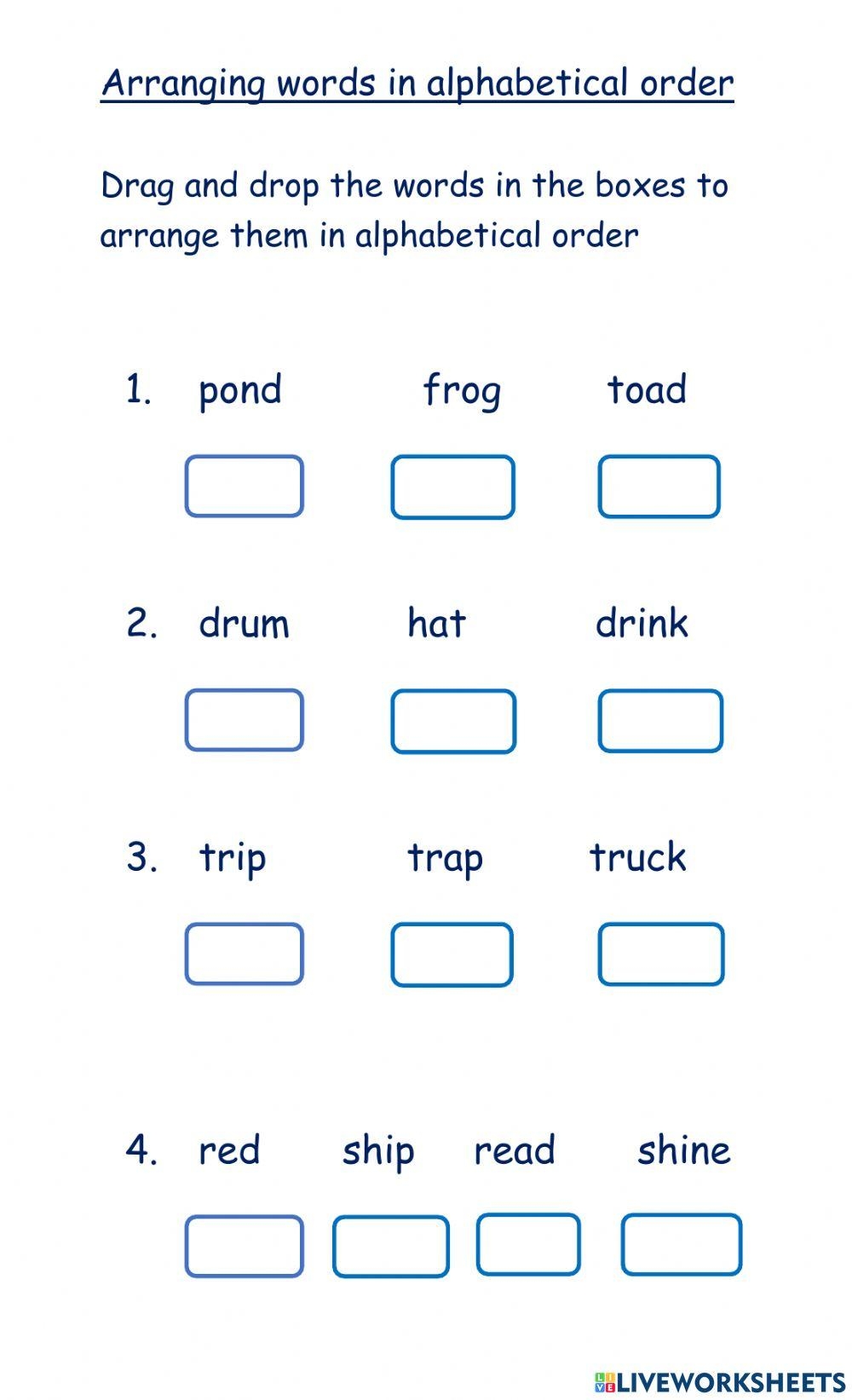Arranging Words In Alphabetical Order Worksheet Live Worksheets Worksheets Library