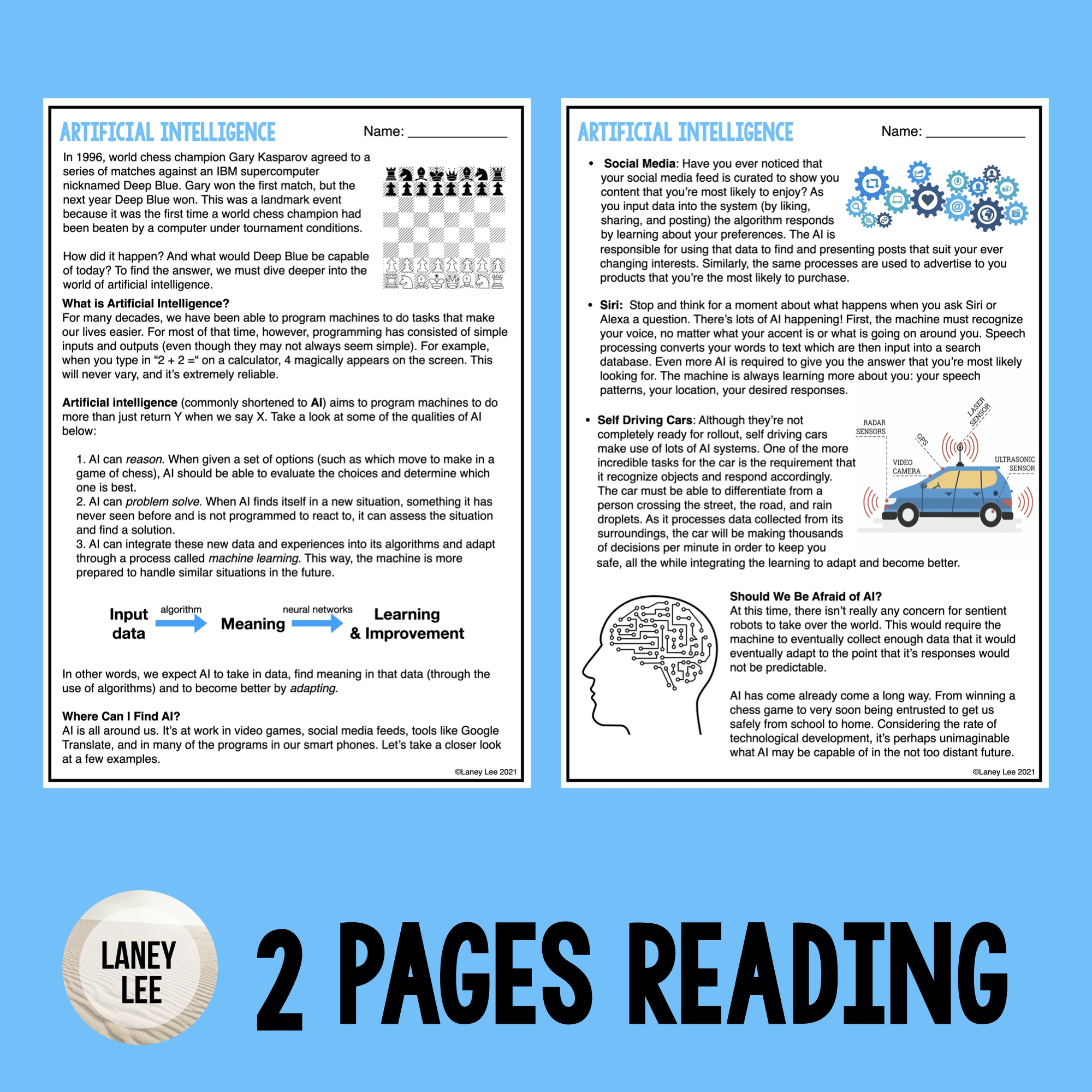 Artificial Intelligence Reading Comprehension Worksheets Artificial Intelligence Reading Comprehension Worksheets