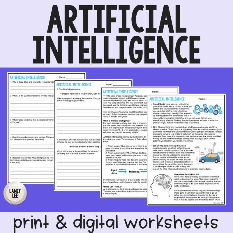Artificial Intelligence Reading Comprehension Worksheets Artificial Intelligence Reading Comprehension Worksheets