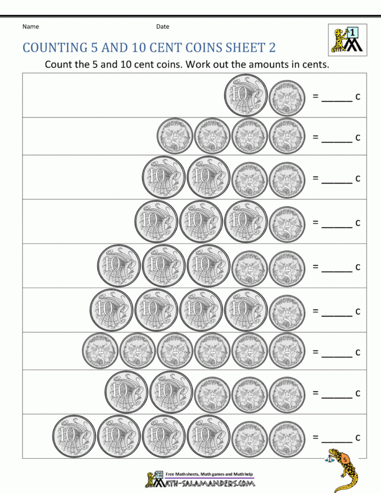 Australian Money Worksheets