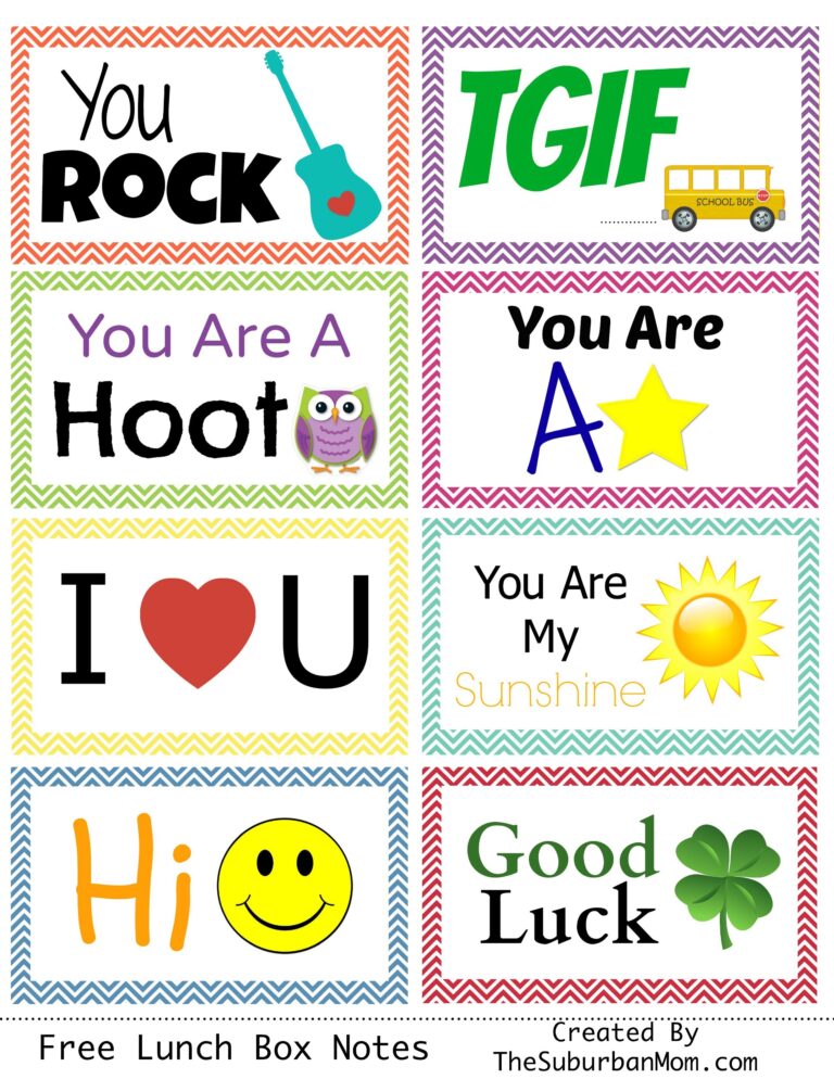 Back To School Free Printable Lunch Box Notes TheSuburbanMom