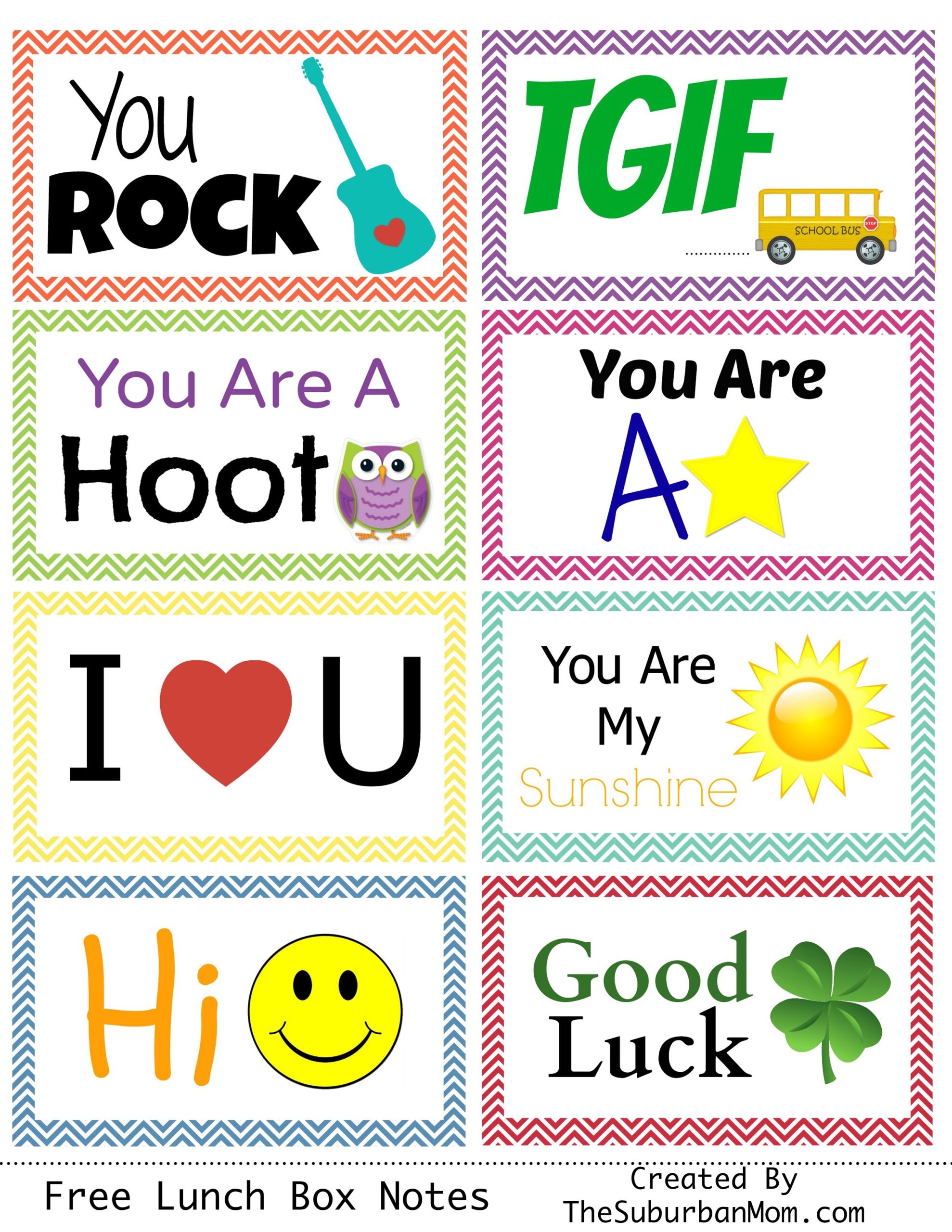 Back To School Free Printable Lunch Box Notes TheSuburbanMom