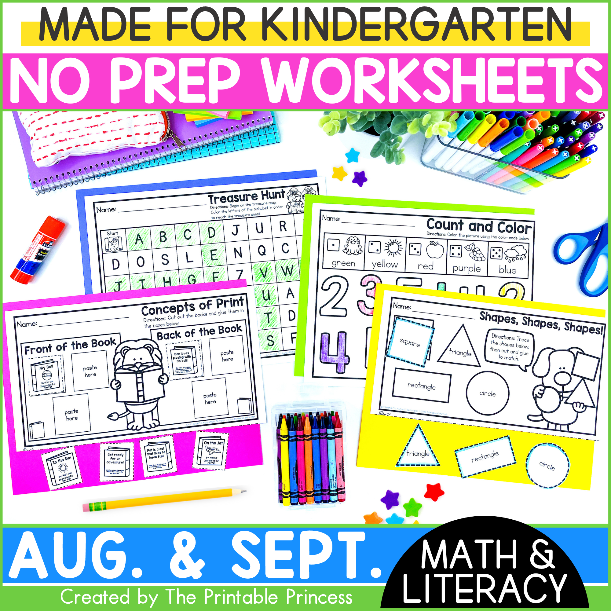 Back To School Literacy And Math Worksheets For Kindergarten 