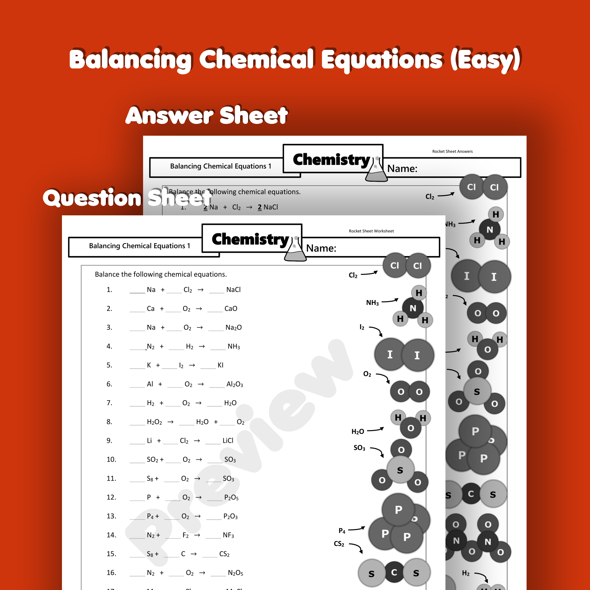 Free Printable Balancing Chemical Equations Worksheets