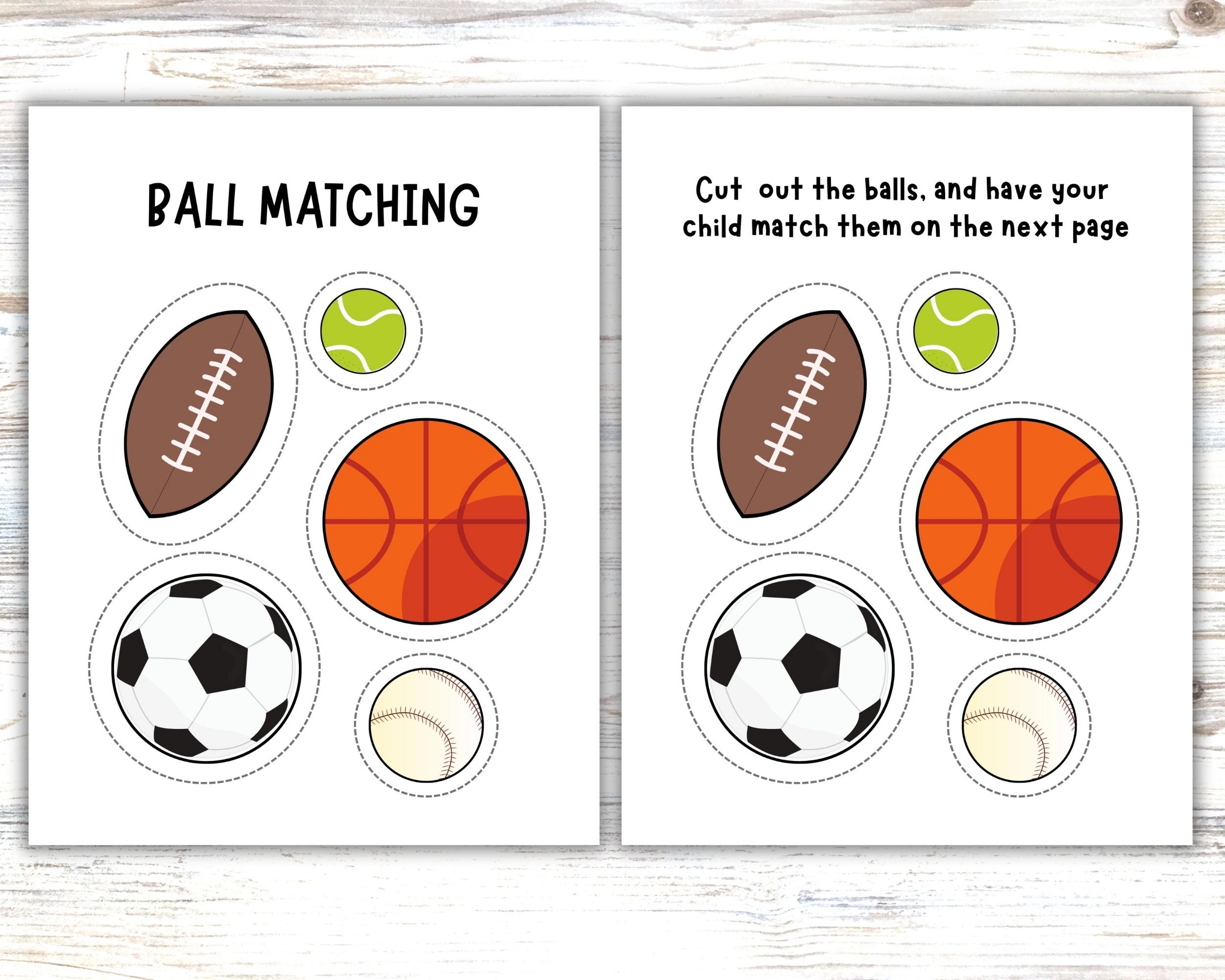 Ball Matching Game For Preschool Sports Balls Kids Printable File Ball Matching Game For Preschool Sports Balls Kids Printable File