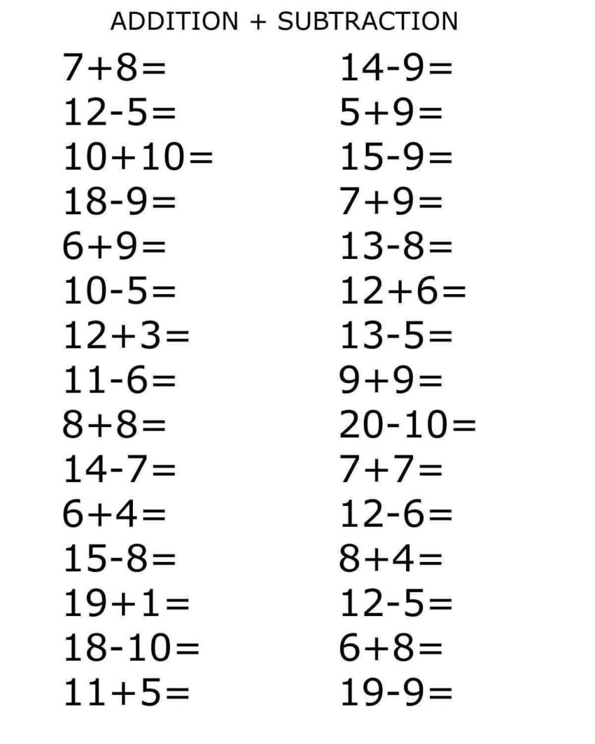 Free Printable Basic Subtraction Worksheets Free Printable Basic Subtraction Worksheets