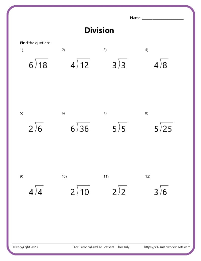Division Worksheets Printable Division Worksheets Printable