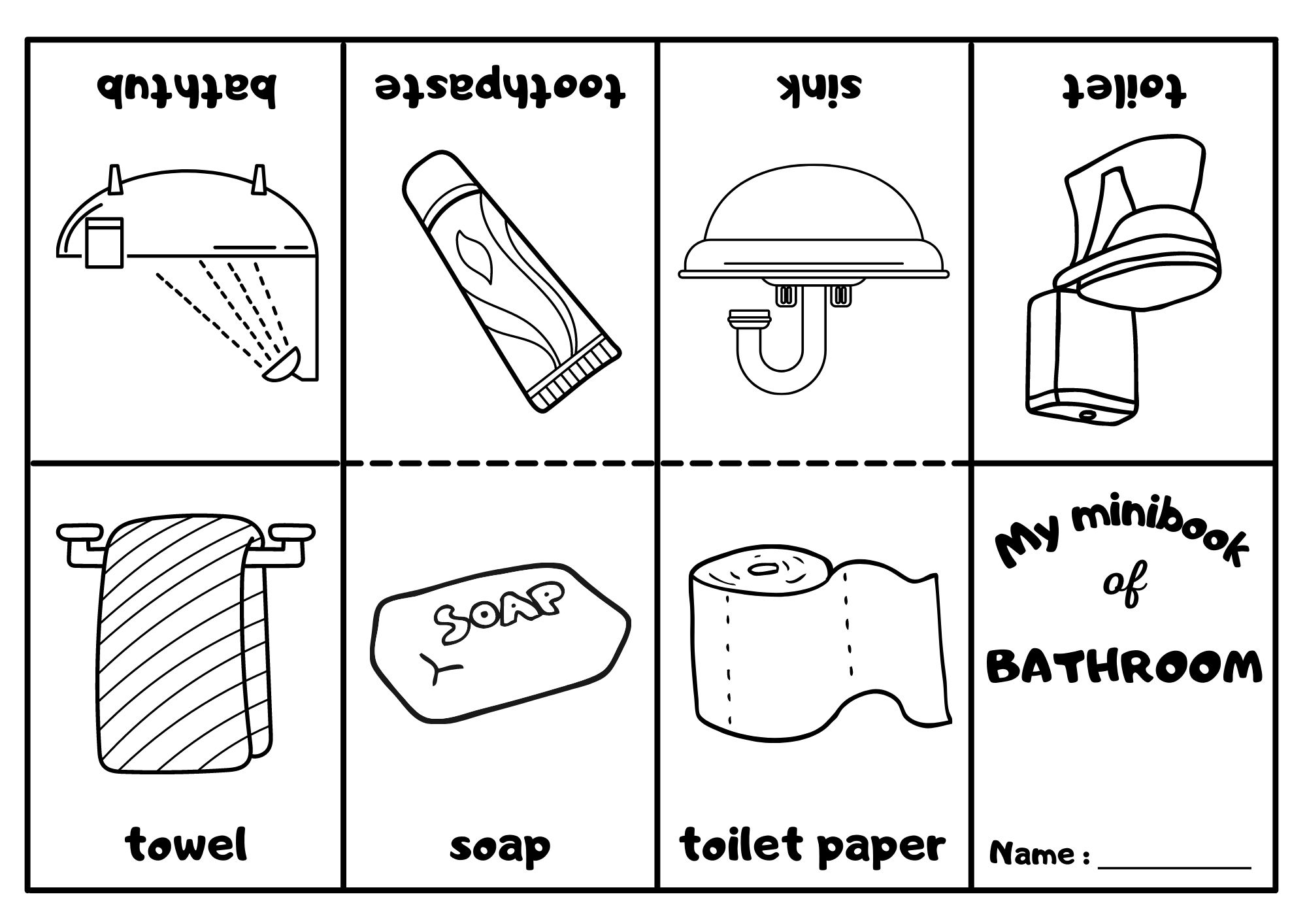 Bathroom Mini Coloring Book Ezpzlearn